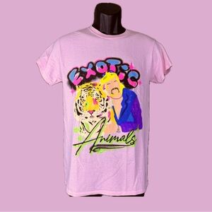 Tiger King Joe Exotic Animals T-Shirt Pacsun Airbrushed Graphic Pink Size Small